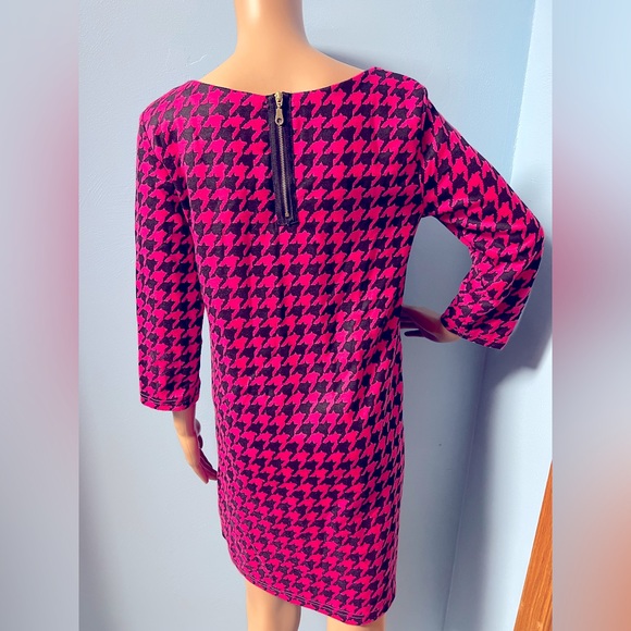 H&M Hot Pink Black Houndstooth Long Sleeve Dress ASO GLEE Blogger favorite S - Picture 8 of 8